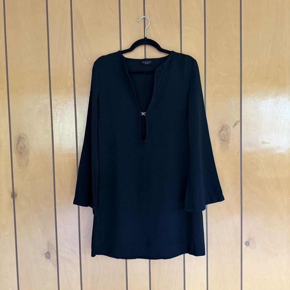 Vintage Gucci by Tom Ford Black Tunic Dress Womens Size 40 - Picture 4 of 16